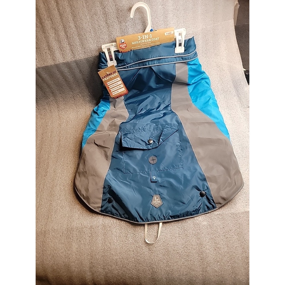 Arcadia Trail 3 in 1 Multiwear Blue Dog Coat w/ Removable Sherpa Liner Sz Xlarge